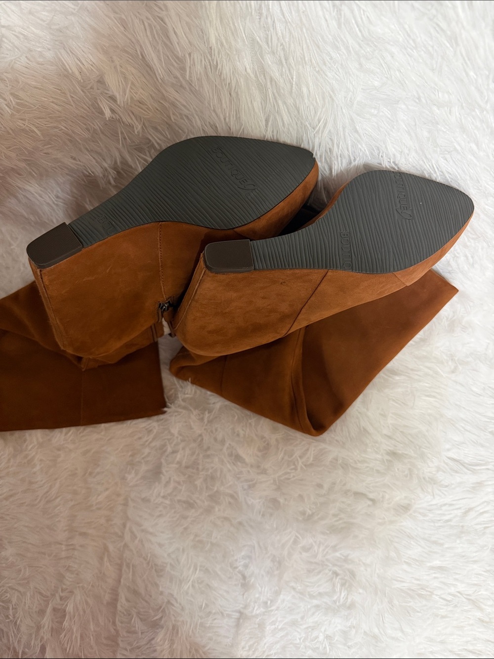Boutique 9 Cognac Suede Tall Platform Wedge Boots Size 9 NWOT - Picture 11 of 12
